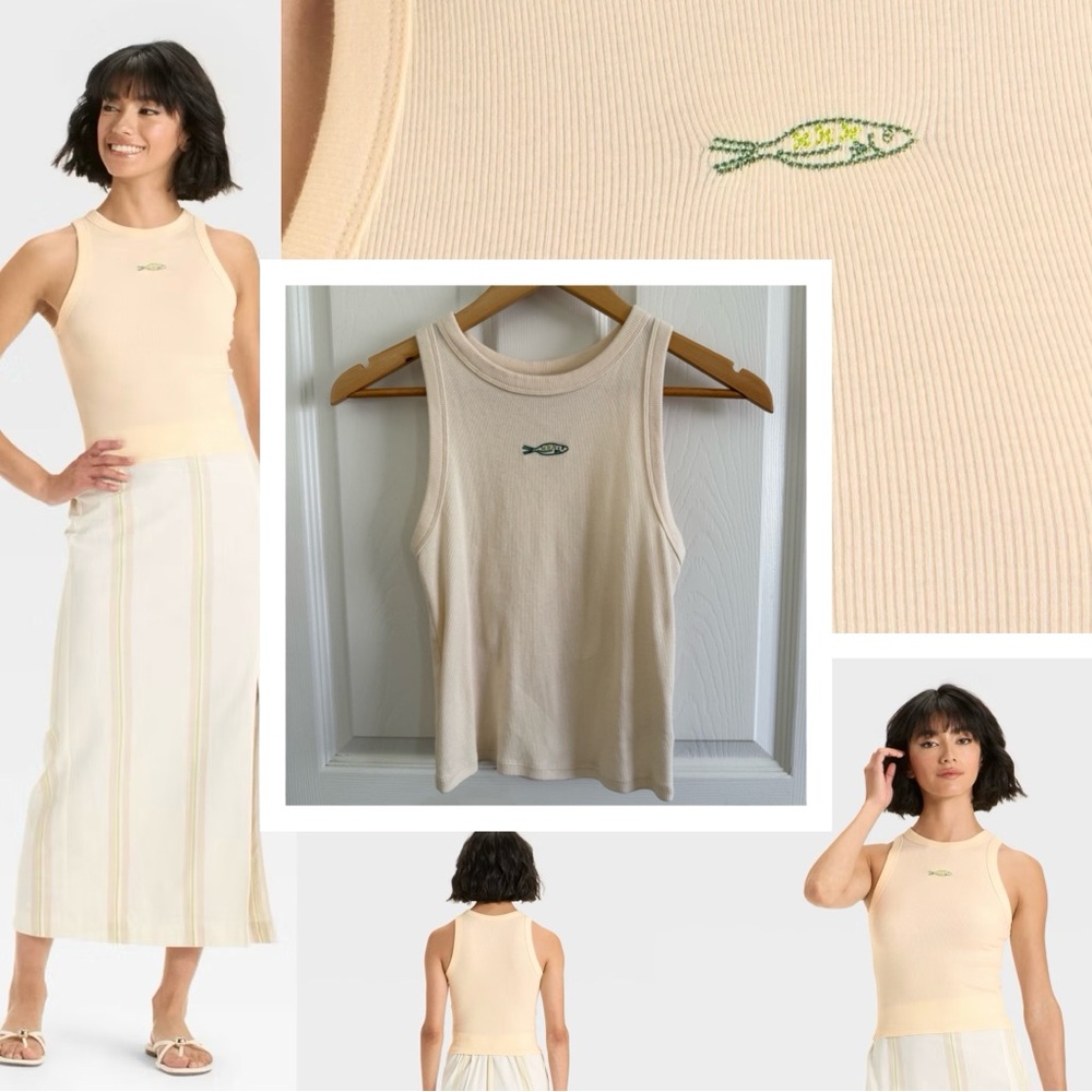 Quirky embroidered cream & green fish tank